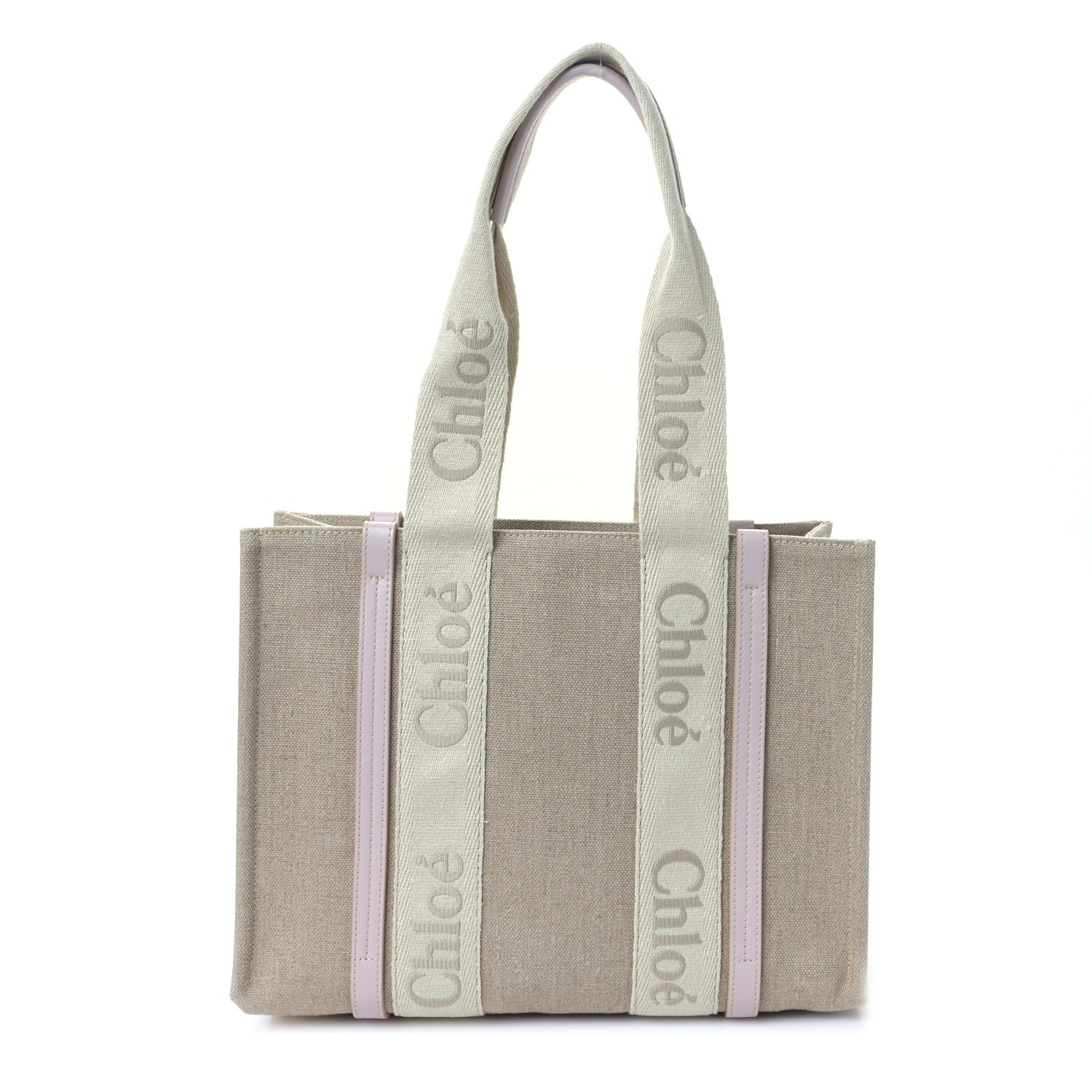 Chloe Linen Calfskin Medium Woody Ribbon Tote Cement Pink 1 of 8