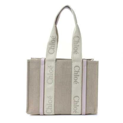 Chloe Linen Calfskin Medium Woody Ribbon Tote Cement Pink 1 of 8