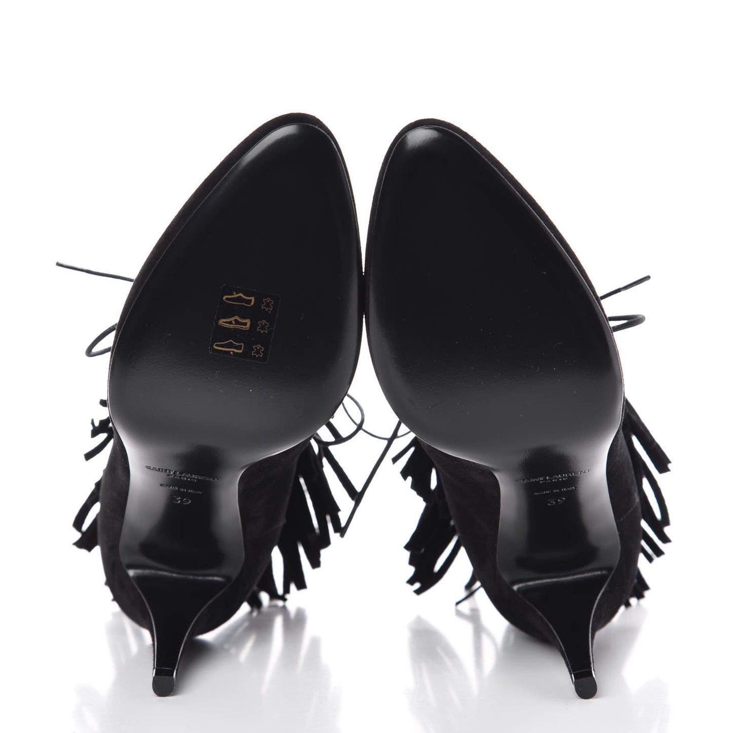 Suede Fringe Babies Ankle Boots 39 Black
