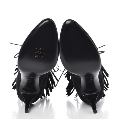 Saint Laurent Suede Fringe Babies Ankle Boots 39 Black 5 of 9