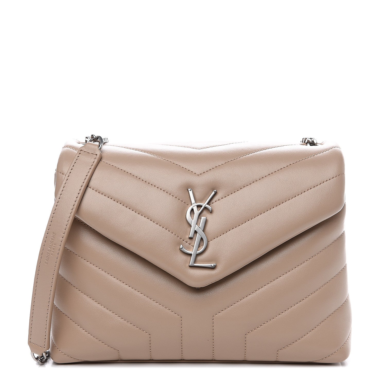 Saint Laurent Calfskin Y Quilted Monogram Small Loulou Chain Satchel Nude Powder 1 of 10