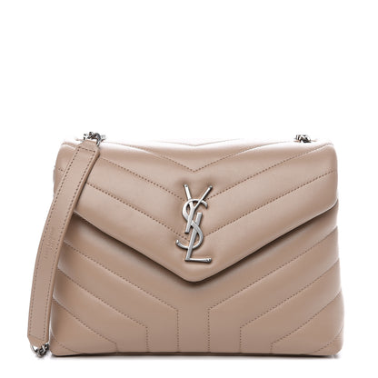 Saint Laurent Calfskin Y Quilted Monogram Small Loulou Chain Satchel Nude Powder 1 of 10