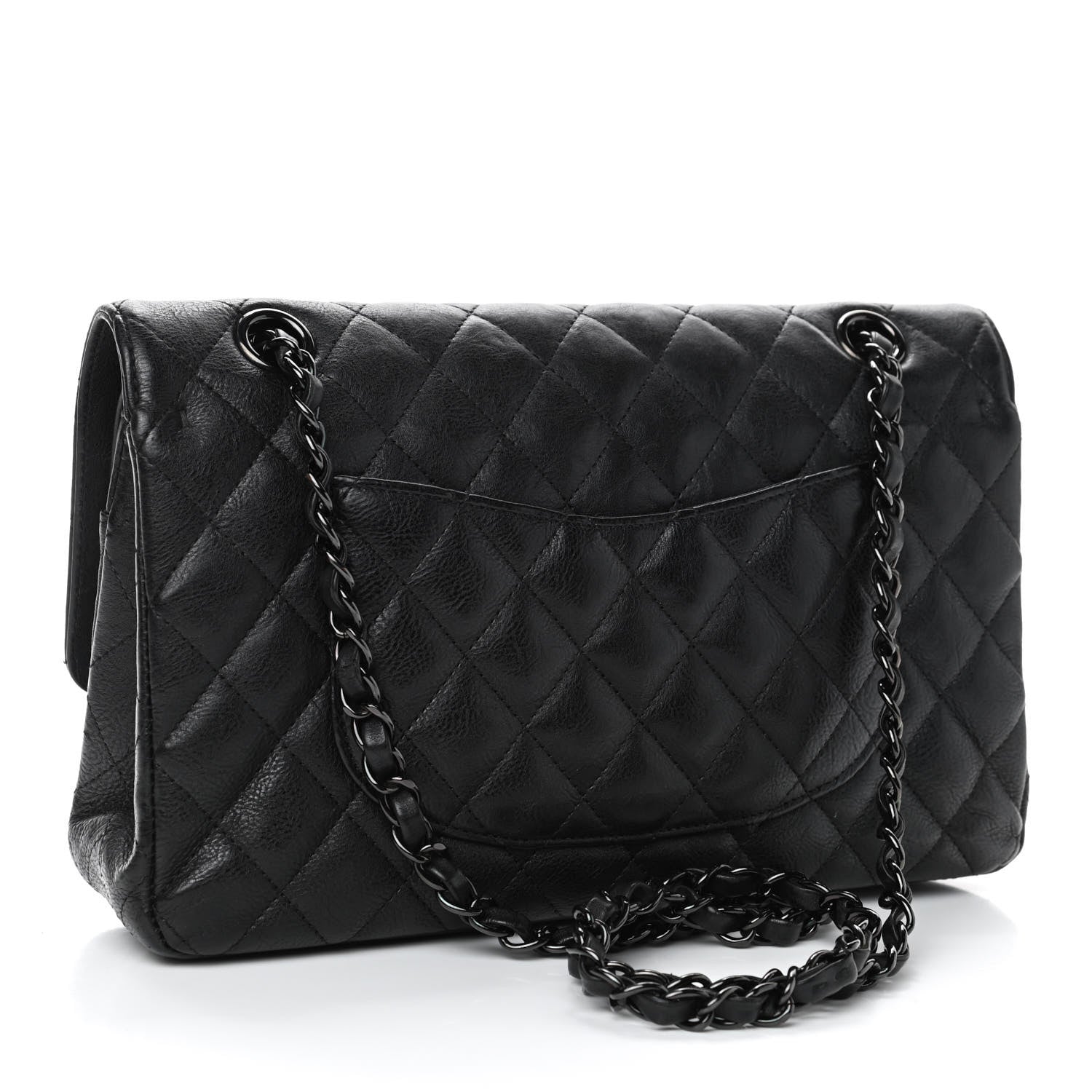 Chanel Crumpled Calfskin Quilted Medium Double Flap So Black 2 of 4