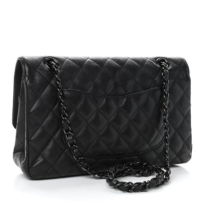 Chanel Crumpled Calfskin Quilted Medium Double Flap So Black 2 of 4