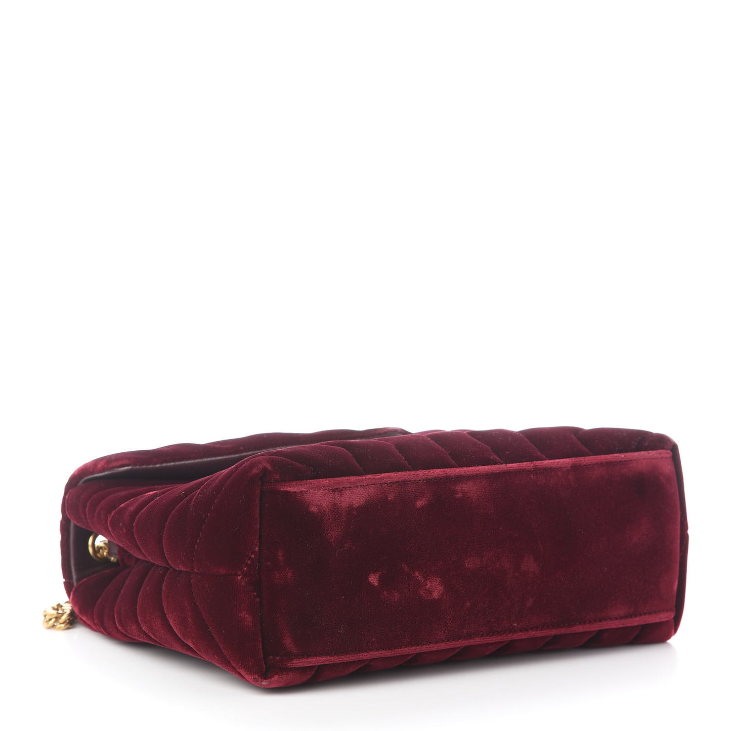 Velvet Y Quilted Monogram Small Loulou Chain Satchel Burgundy