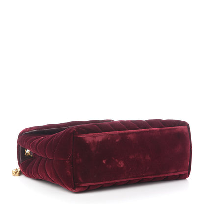 Saint Laurent Velvet Y Quilted Monogram Small Loulou Chain Satchel Burgundy 4 of 11