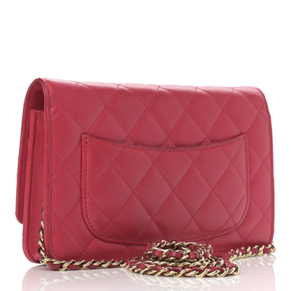 Chanel Lambskin Quilted Wallet On Chain WOC Dark Pink 3 of 15