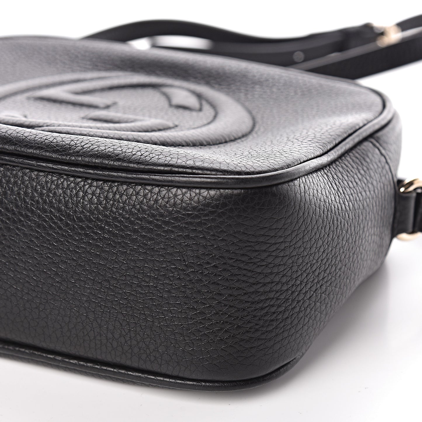 Pebbled Calfskin Small Soho Disco Bag Black