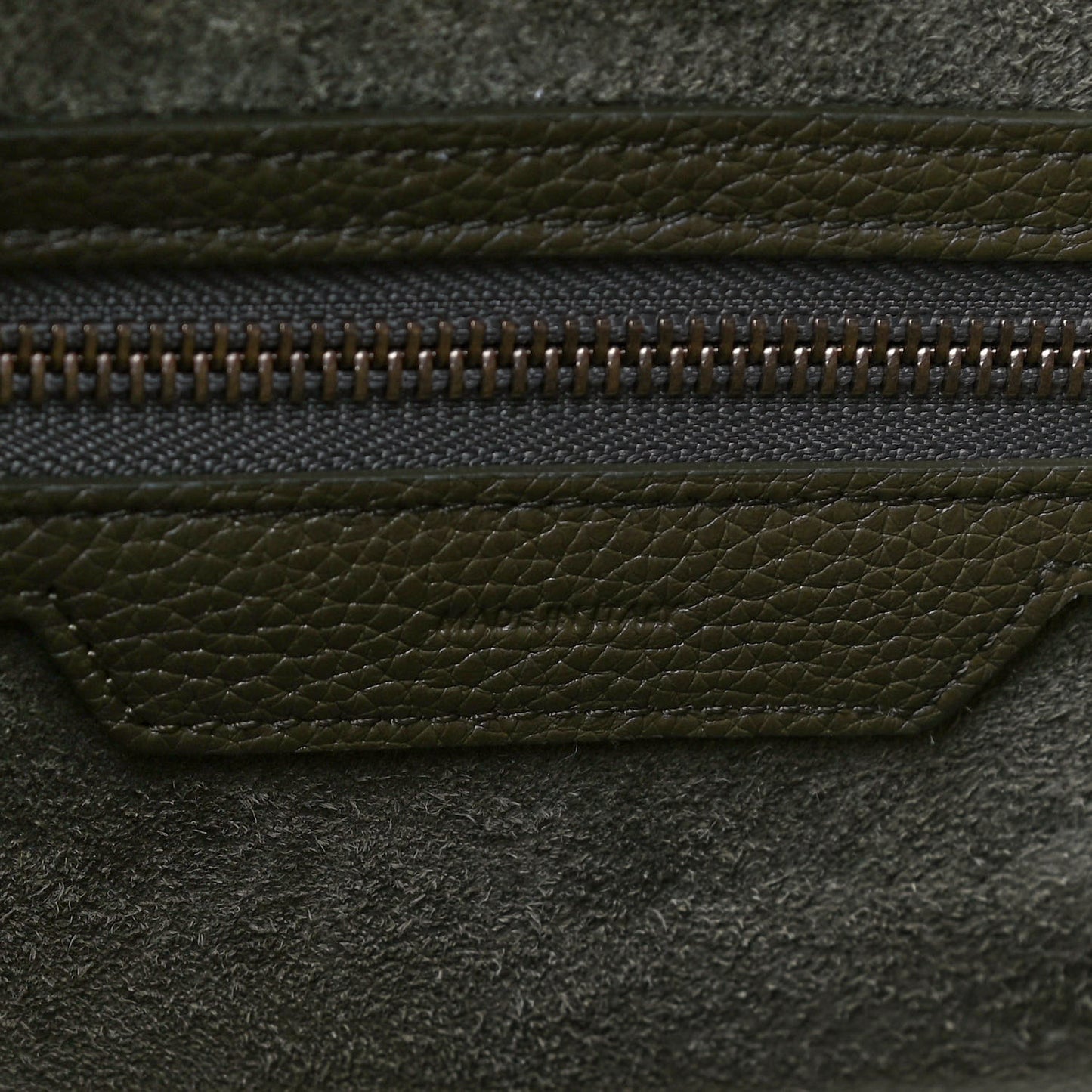 Drummed Calfskin Micro Luggage Dark Olive