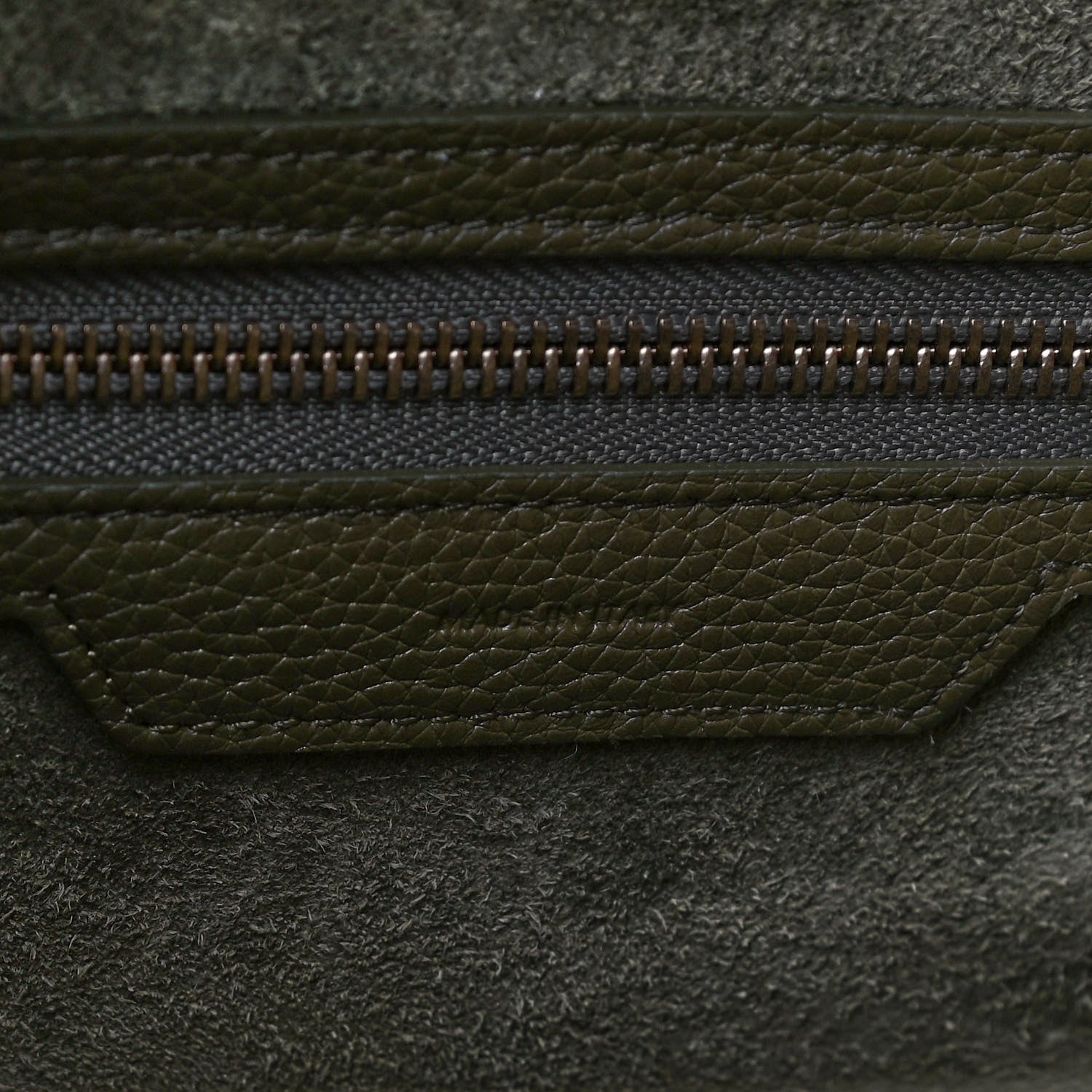 Celine Drummed Calfskin Micro Luggage Dark Olive 7 of 14