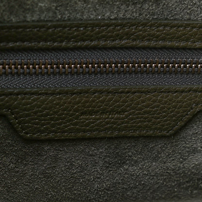 Celine Drummed Calfskin Micro Luggage Dark Olive 7 of 14