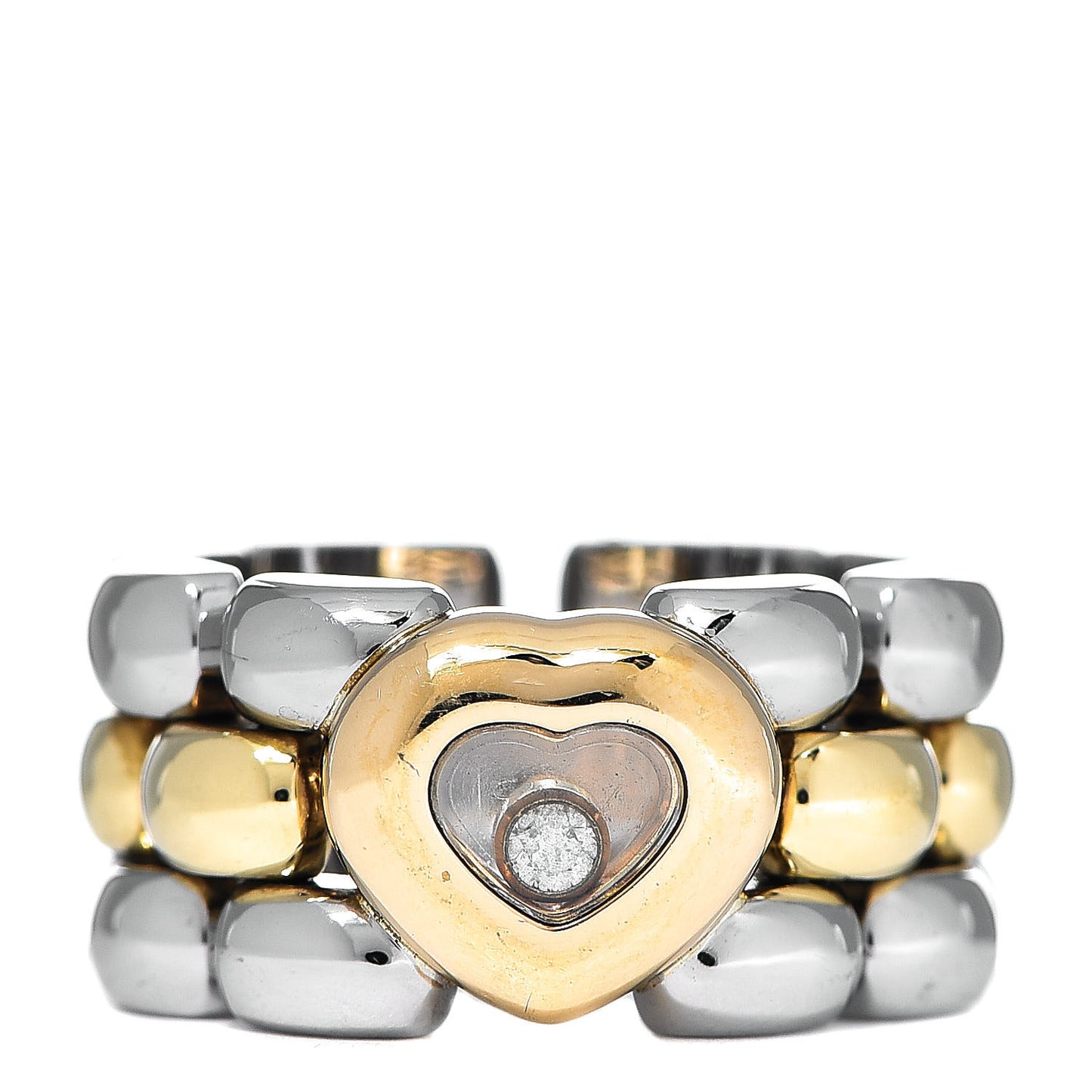 18K Yellow Gold Stainless Steel Happy Diamonds Heart Ring 47 4