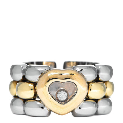 Chopard 18K Yellow Gold Stainless Steel Happy Diamonds Heart Ring 47 4 1 of 4