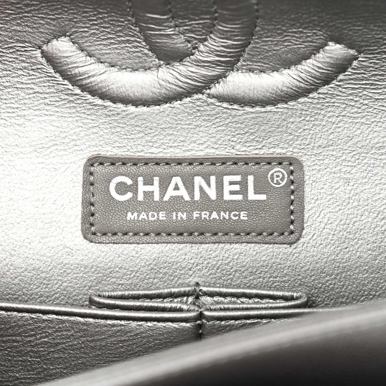 Chanel Metallic Caviar Chevron Quilted Medium Double Flap Silver 6 of 10