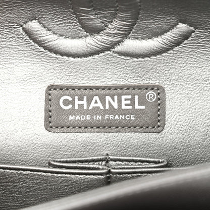 Chanel Metallic Caviar Chevron Quilted Medium Double Flap Silver 6 of 10