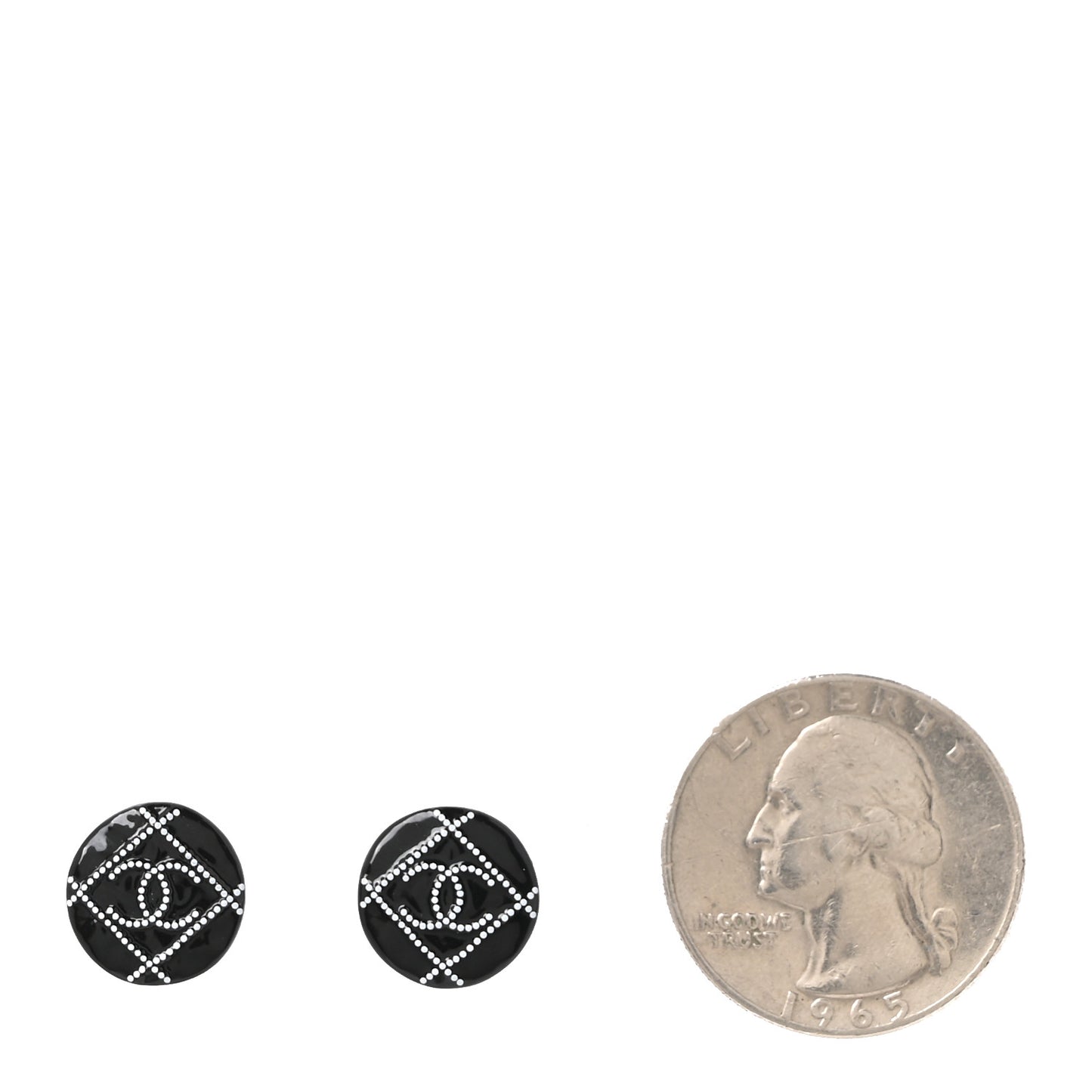 Resin Crystal CC Earrings Black