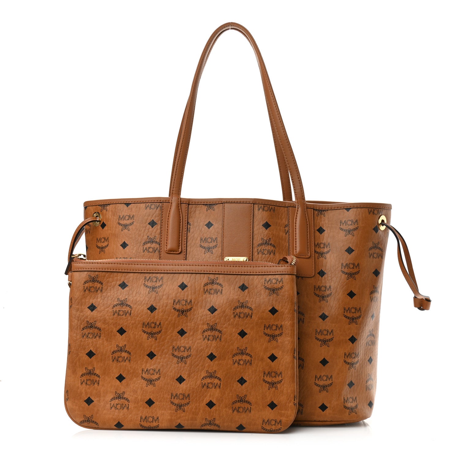 MCM Visetos Large Liz Reversible Shopper Tote Cognac 3 of 16