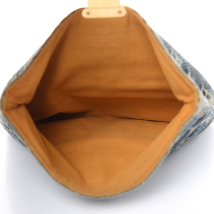Louis Vuitton Monogram Denim Pochette Plat Clutch Blue 5 of 10