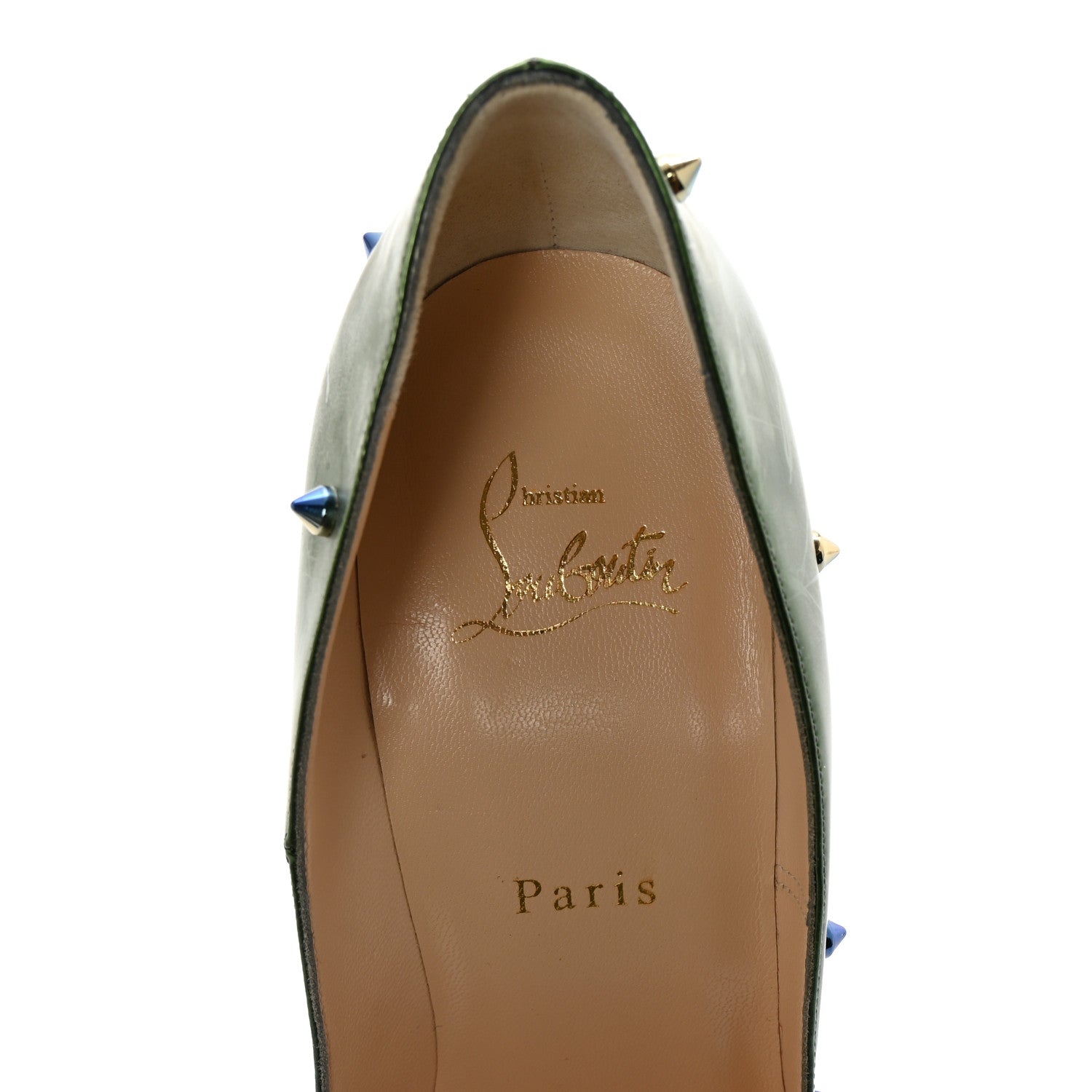 Christian Louboutin Patent Scarabe Degraspike 120 Pumps 40 Blue Green 8 of 8