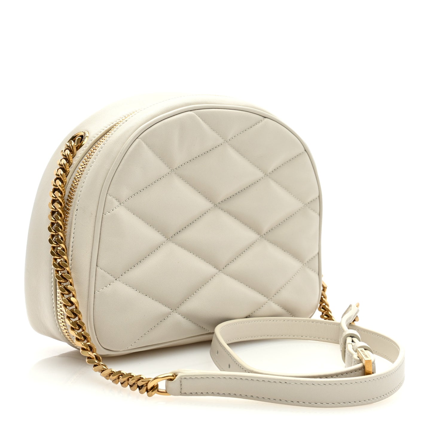 Calfskin Quilted Demie Lune Shoulder Bag Crema Soft