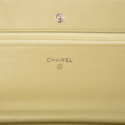 Chanel Lambskin Quilted Wallet on Chain WOC Yellow 7 of 19