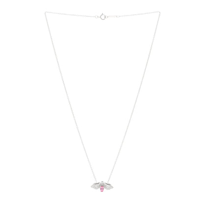 Tiffany Platinum Diamond Pink Tourmaline Paper Flowers Firefly Pendant Necklace 3 of 5