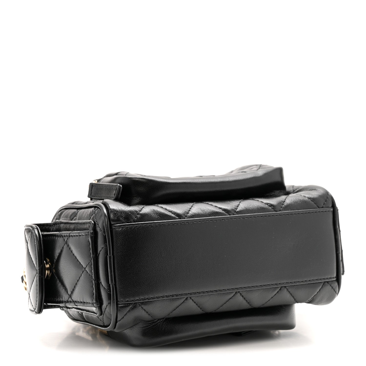 Chanel Shiny Crumpled Lambskin Quilted Small Preppy Pocket Camera Case Black 4 of 11