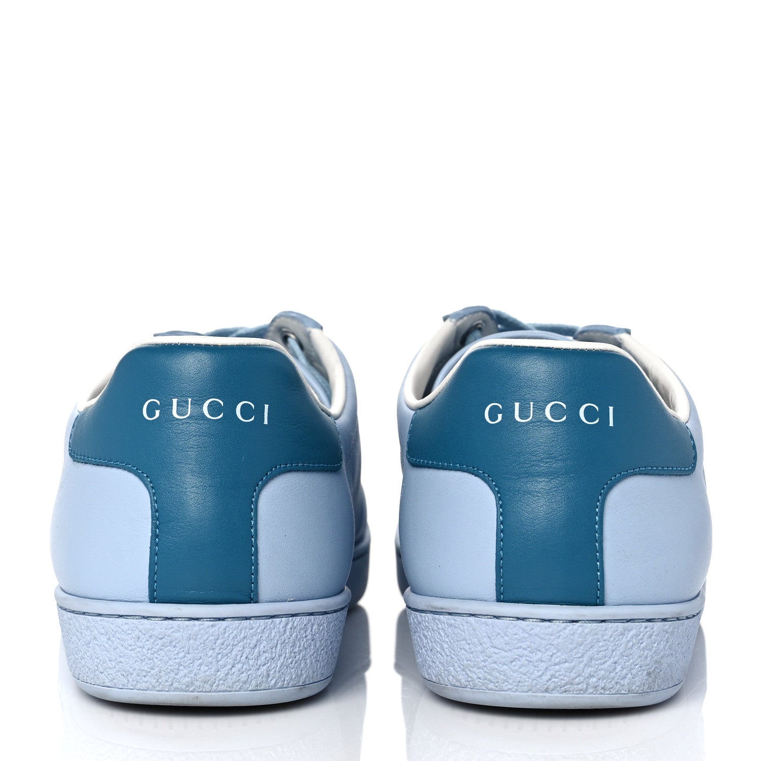 Gucci Calfskin Interlocking G Perforated Womens Ace Sneakers 38.5 Porcelain Light Blue Zaffiro 5 of 11