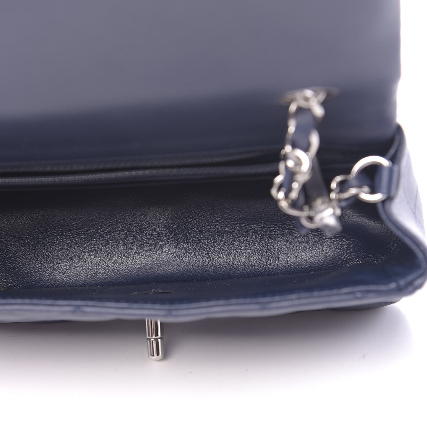 Lambskin Quilted Mini Rectangular Flap Dark Blue