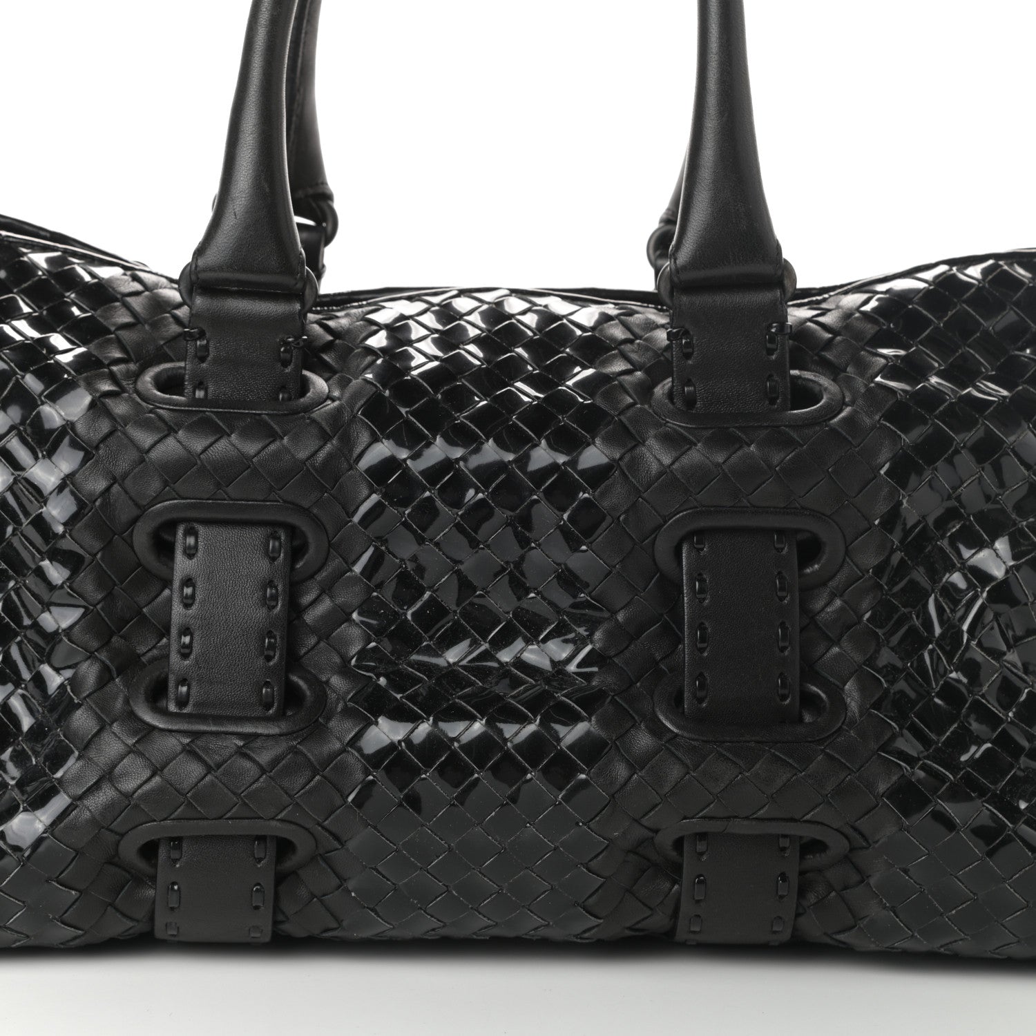 Bottega Veneta Patent Nappa Intrecciato Accordion Satchel Black 7 of 9