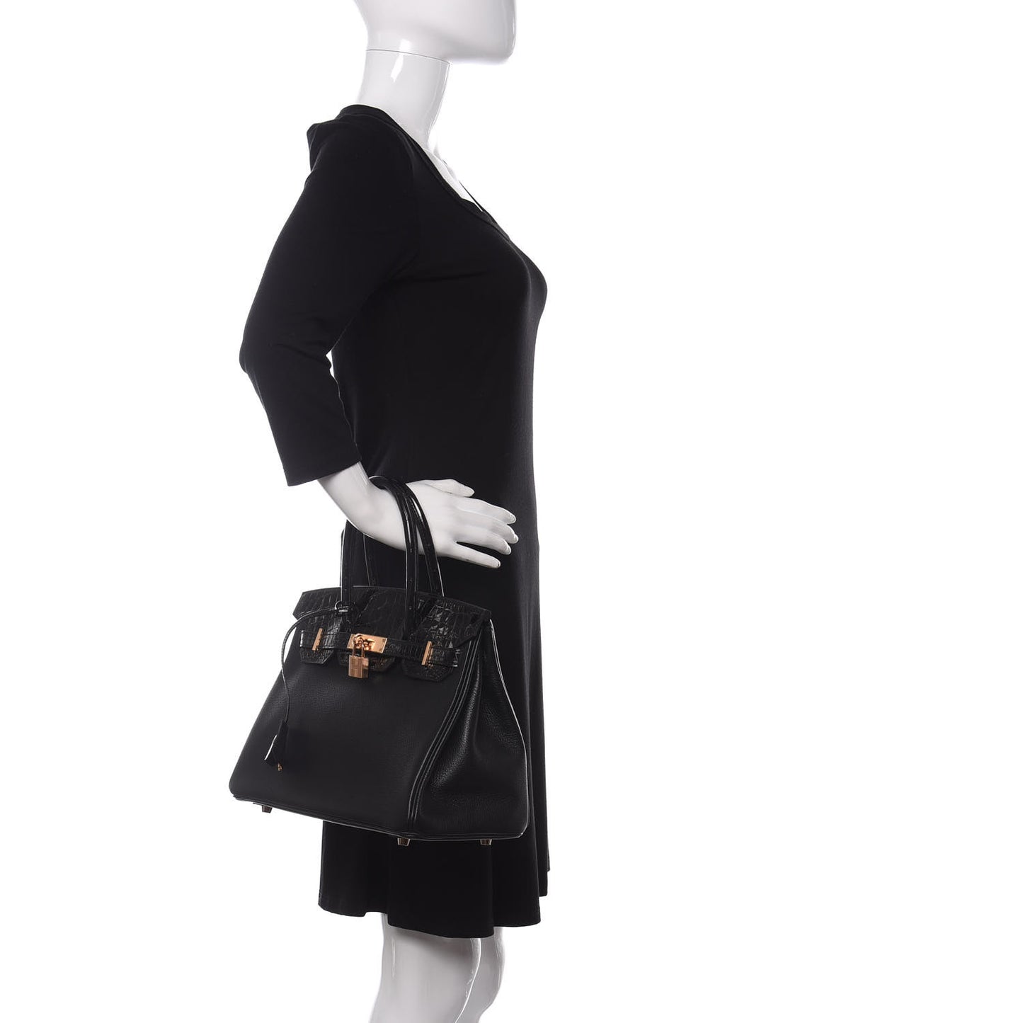 Taurillon Novillo Shiny Niloticus Crocodile Birkin Touch 30 Black