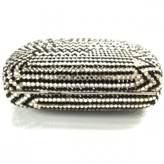 Swarovski Crystal Minaudiere Clutch Black and Silver