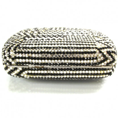 Judith Leiber Swarovski Crystal Minaudiere Clutch Black and Silver 4 of 6