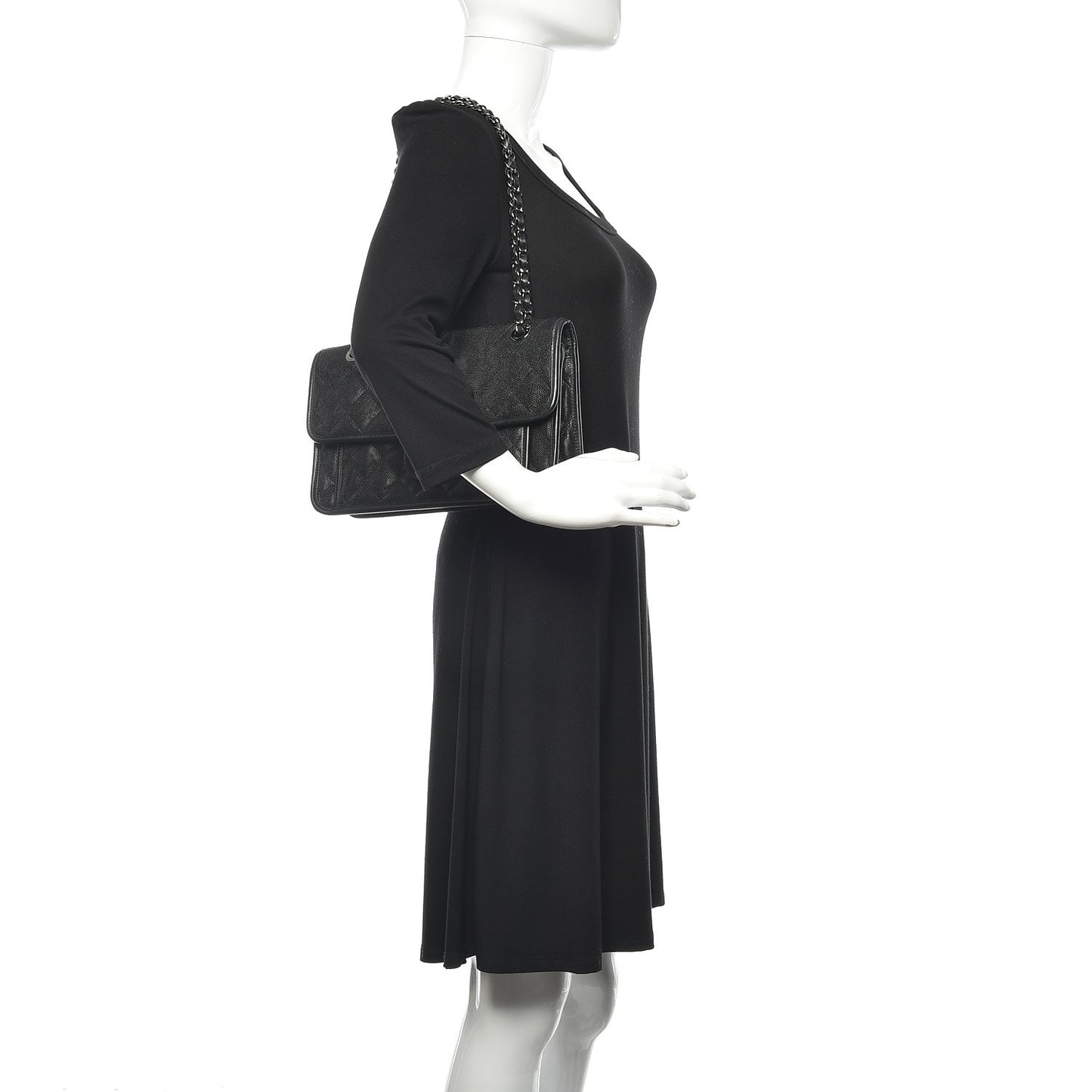 Caviar Quilted Medium French Riviera Flap Black