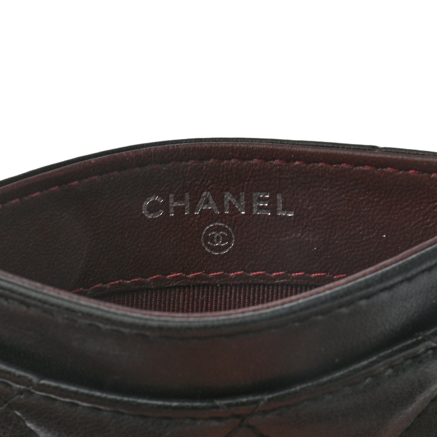 Lambskin Quilted Card Holder Black