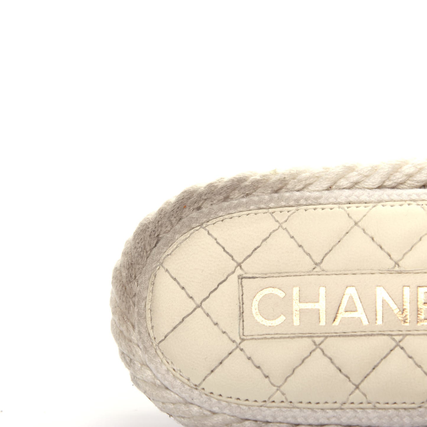 Cord Lambskin Quilted Logo Mules 38 White