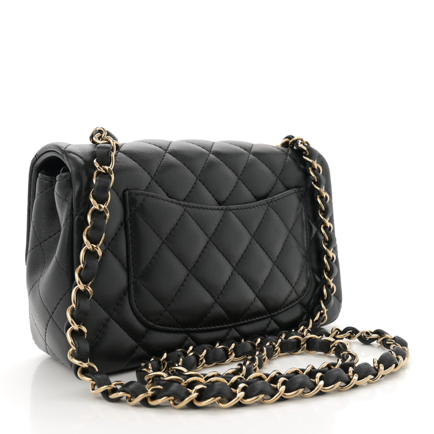 Lambskin Quilted Mini Rectangular Flap Black