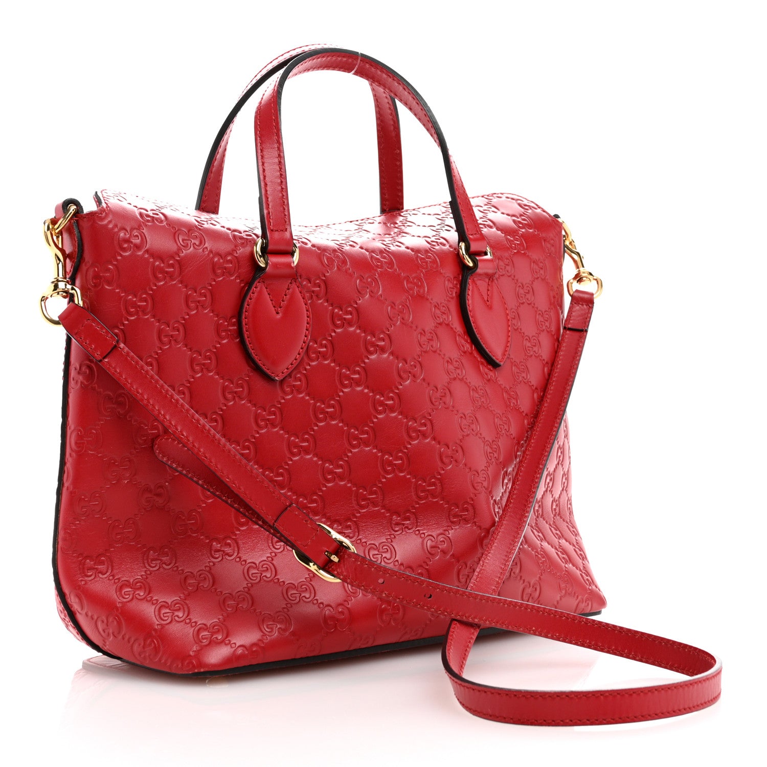 Gucci Guccissima Linea A Foldover Tote Red 3 of 12