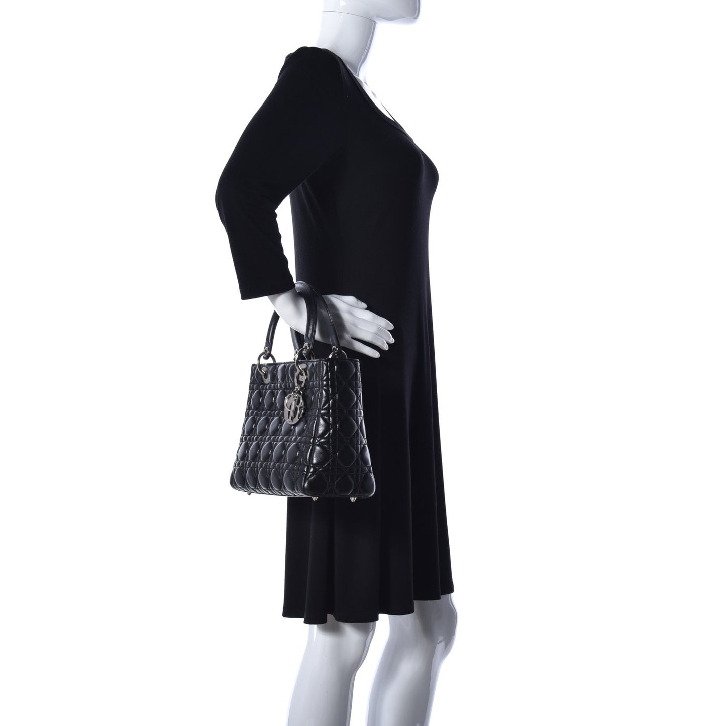 Lambskin Cannage Medium Lady Dior Black