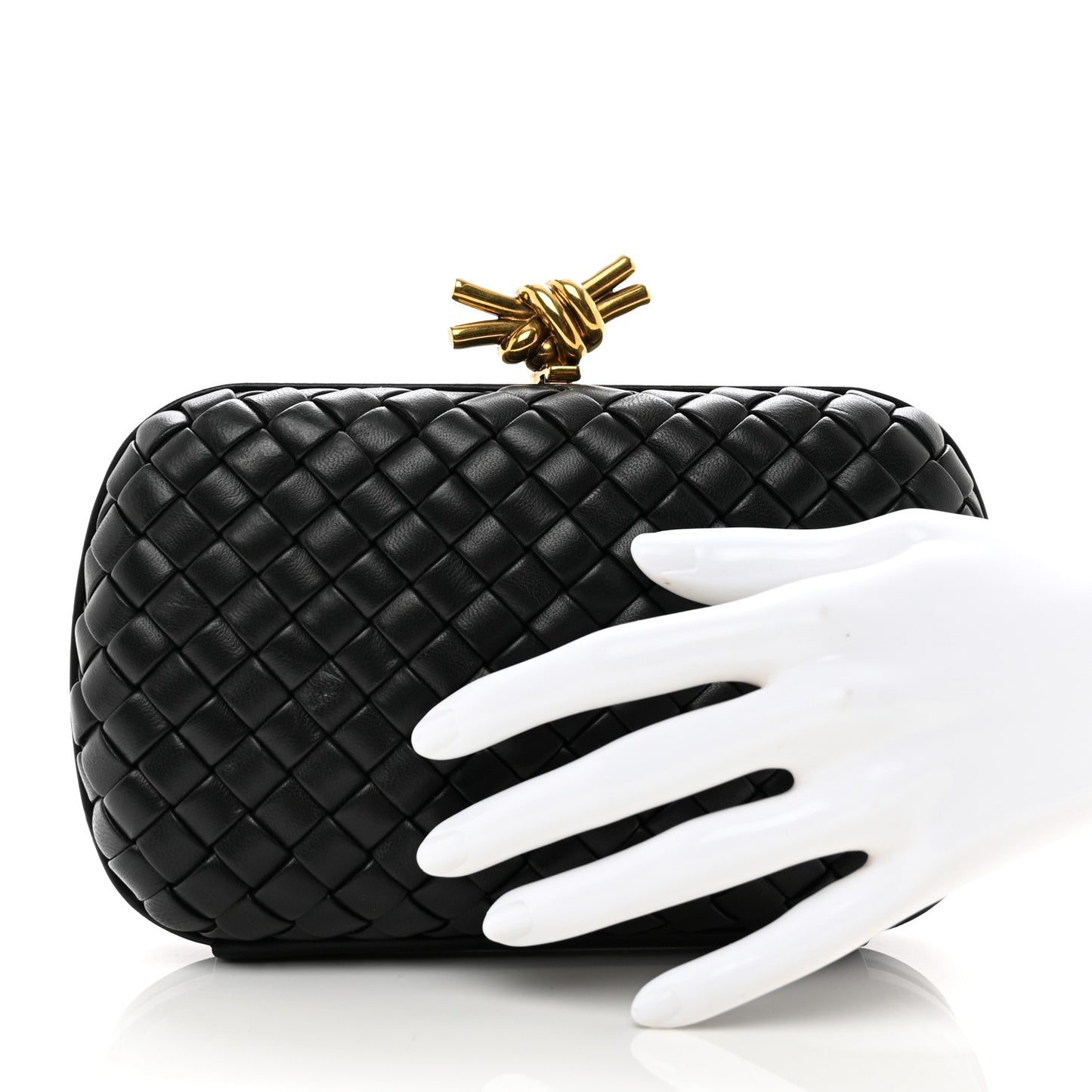 Nappa Intrecciato Knot Clutch Black