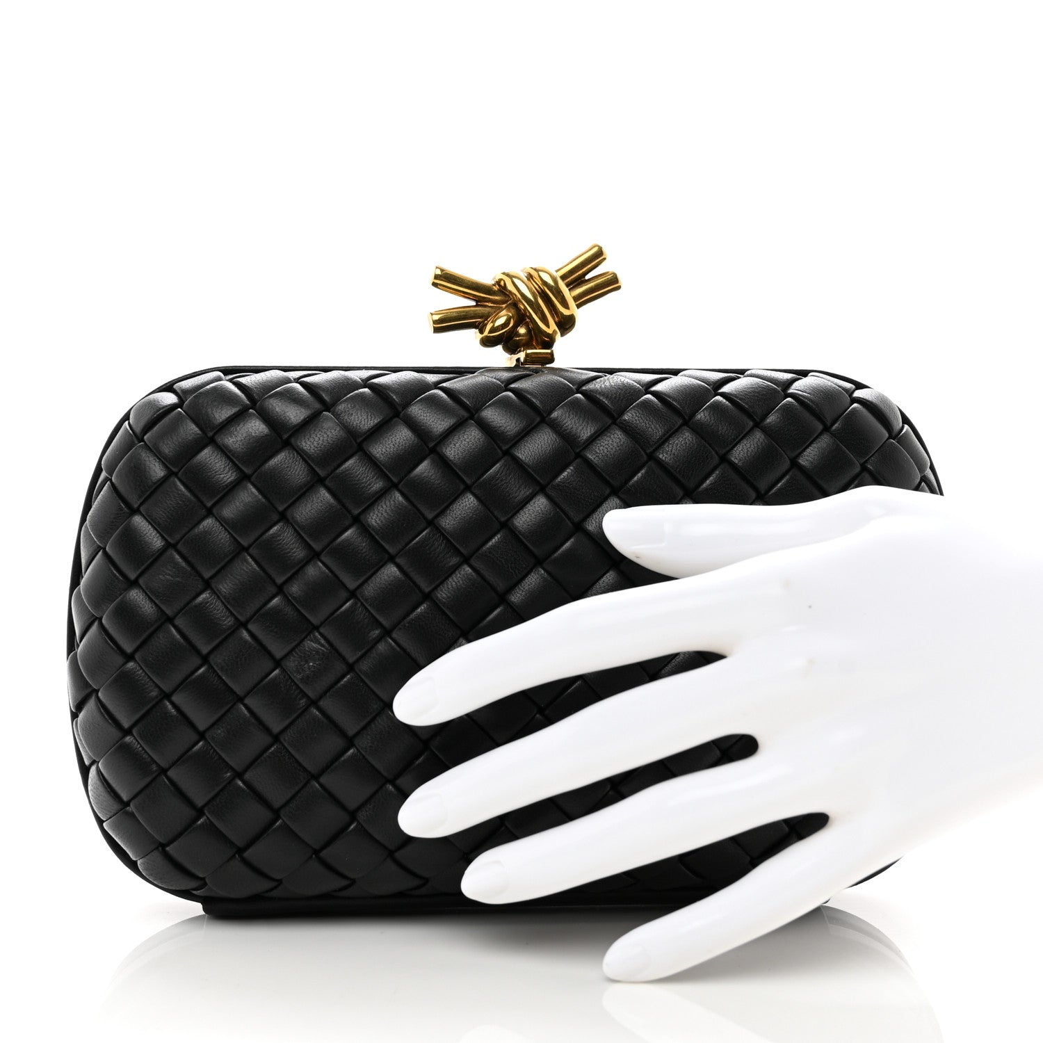 Bottega Veneta Nappa Intrecciato Knot Clutch Black 2 of 6