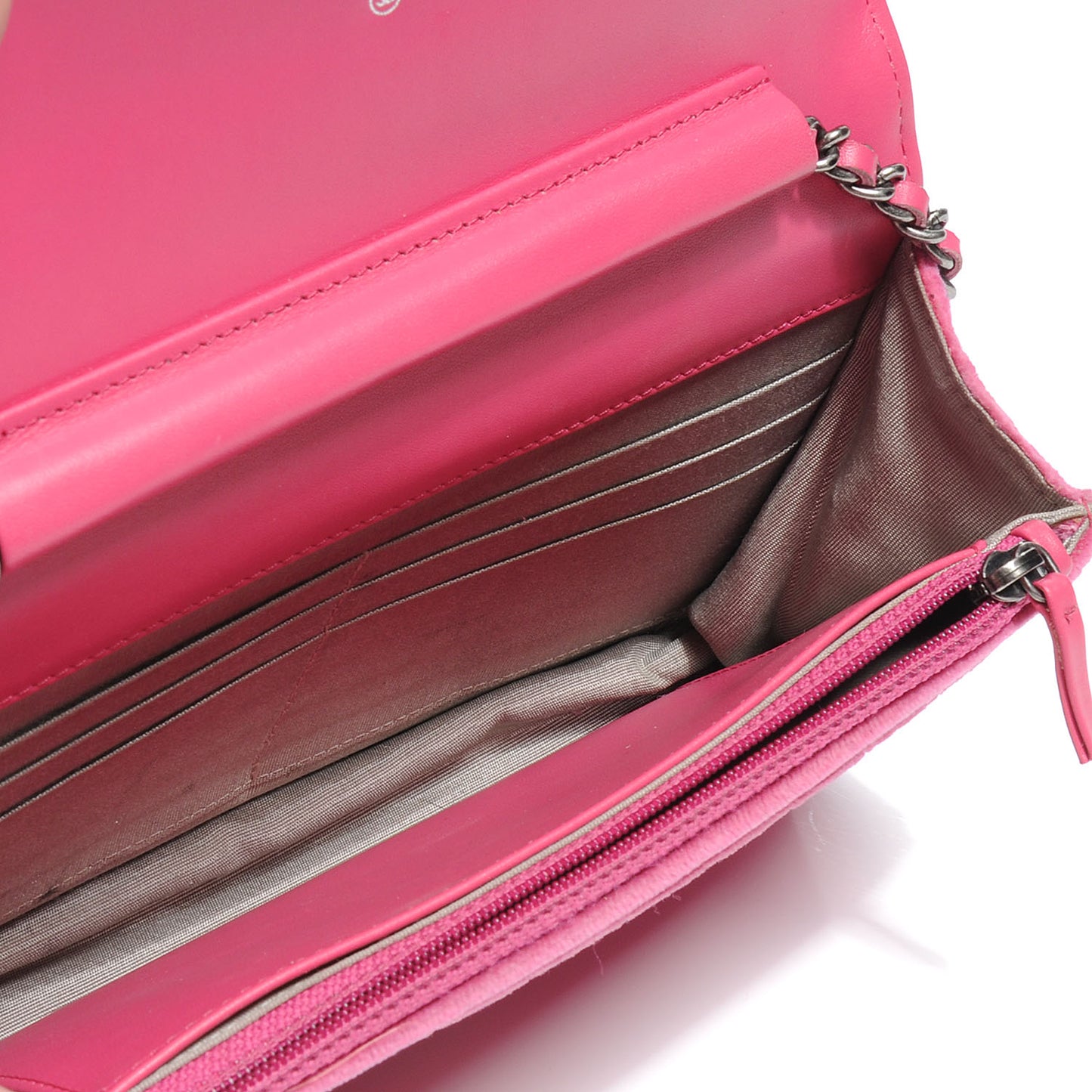 Velvet Quilted Boy Wallet On Chain Fuchsia