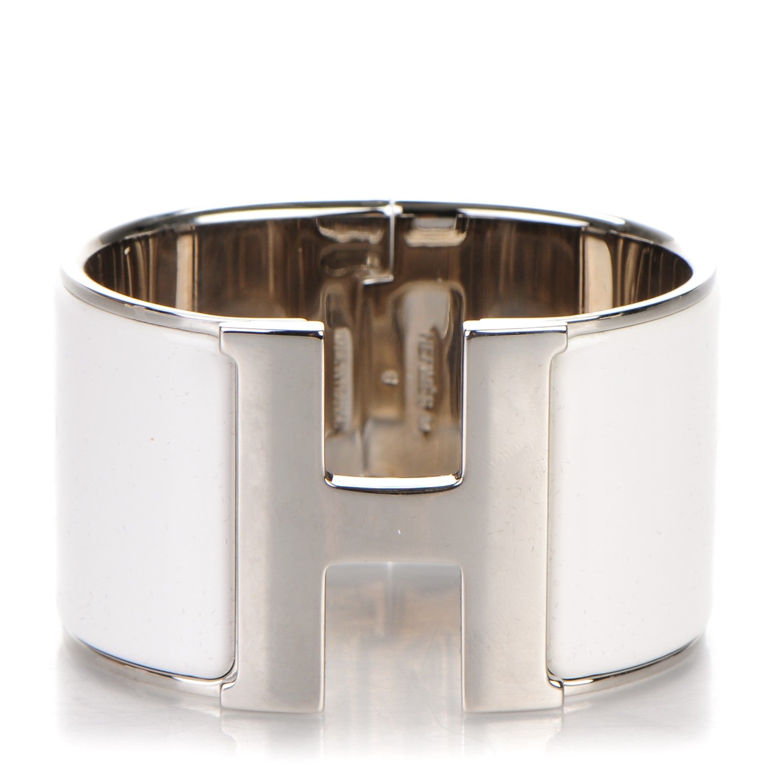 Hermes Enamel Extra Wide Clic Clac Bracelet PM White 1 of 5