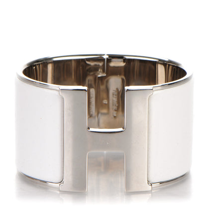 Hermes Enamel Extra Wide Clic Clac Bracelet PM White 1 of 5