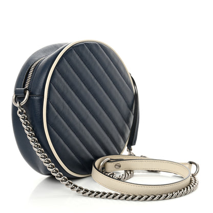 Gucci Azalea Calfskin Matelasse Diagonal Mini Torchon GG Marmont Round Shoulder Bag Blue Agata Mystic White 2 of 10