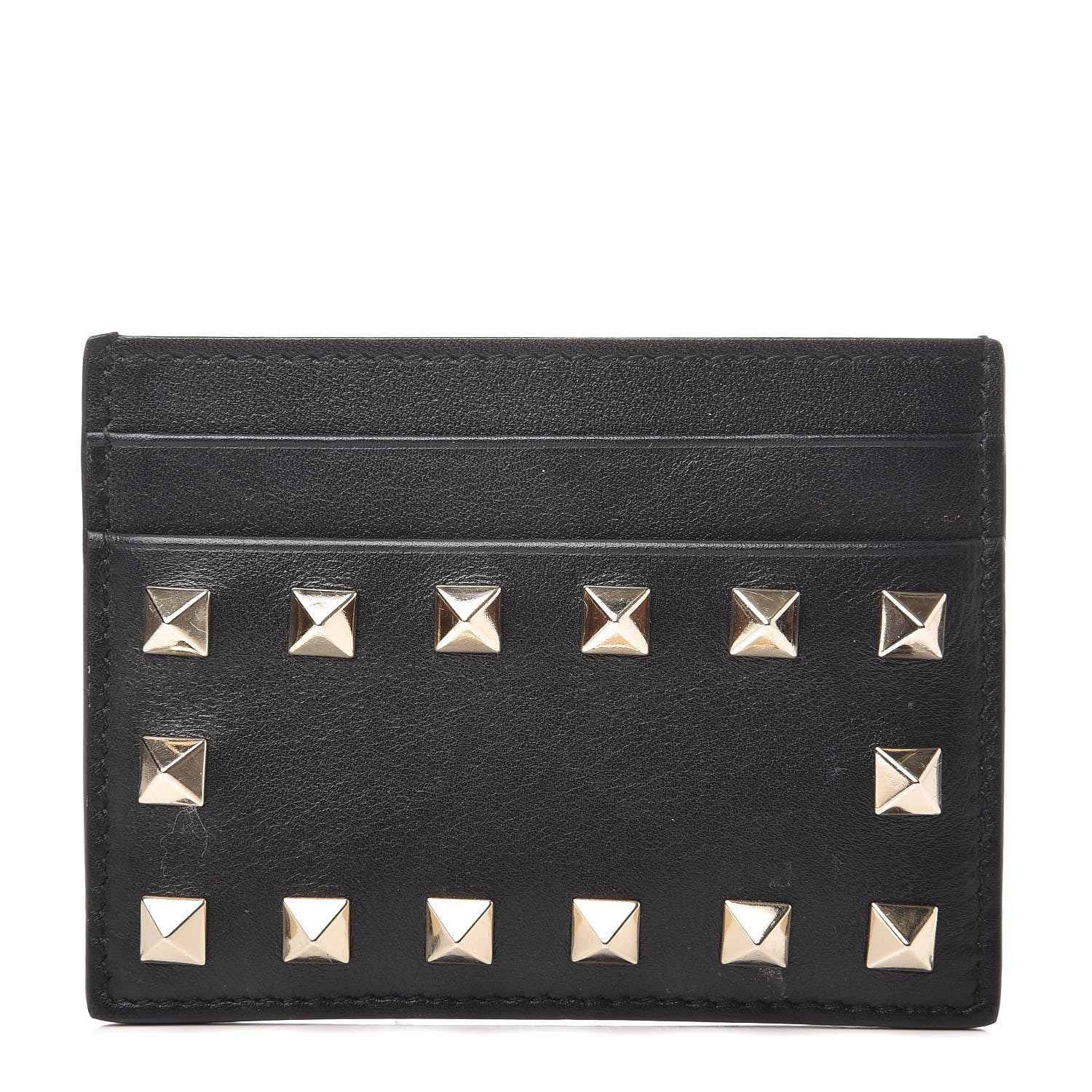 Valentino Garavani Vitello Rockstud Card Holder Black 1 of 9