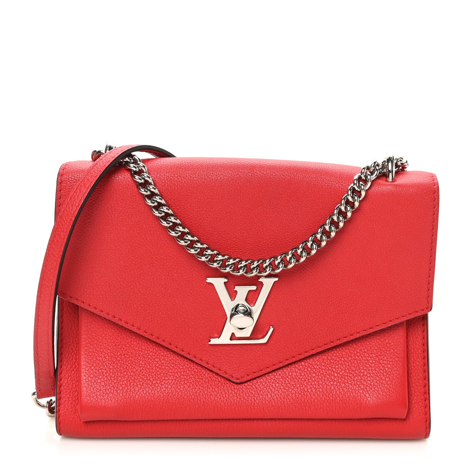 Louis Vuitton Soft Calfskin Mylockme Chain Bag BB Rubis 1 of 9