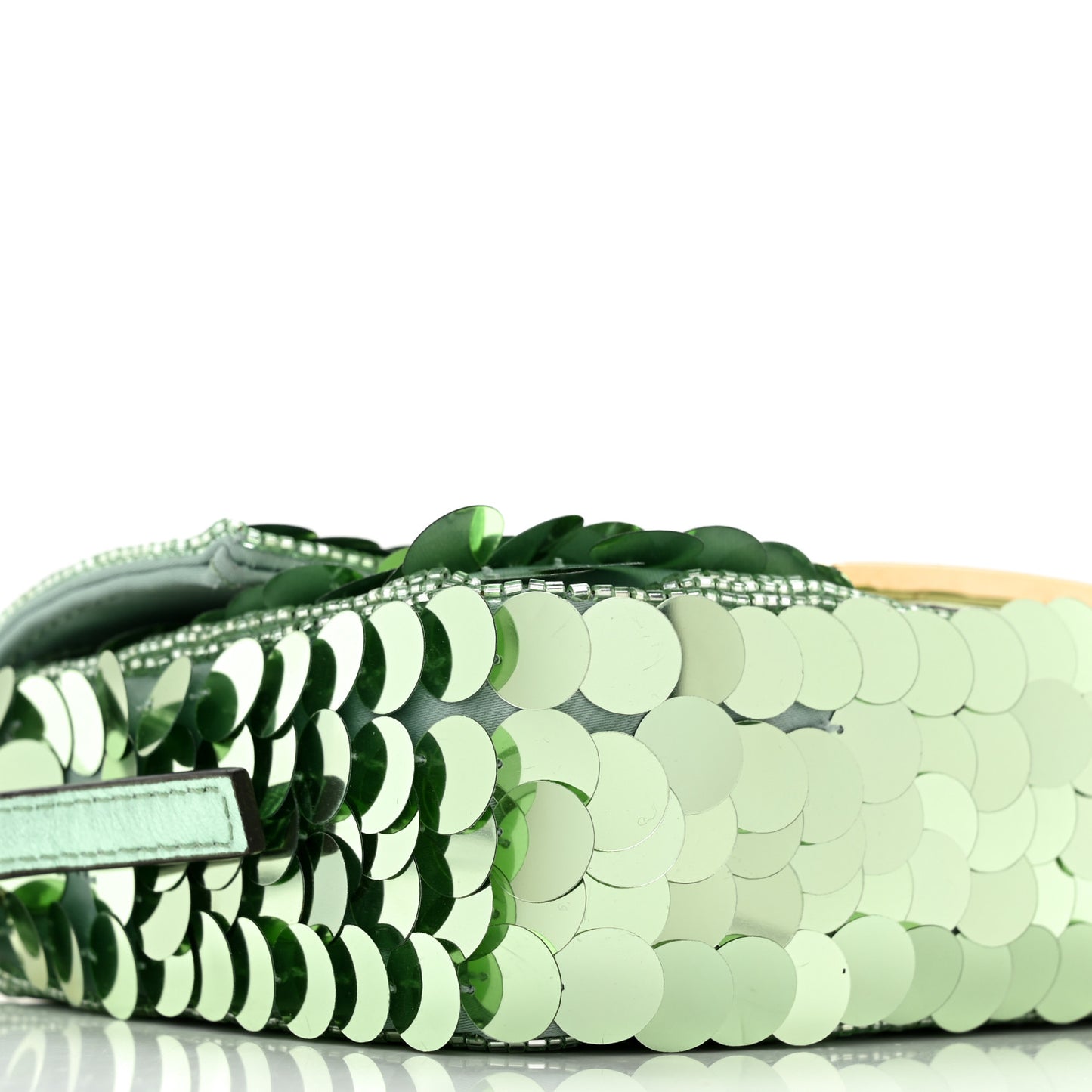 Satin Paillettes Catalan Mirror Mini Baguette 1997 Green