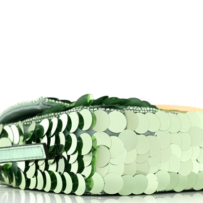 Fendi Satin Paillettes Catalan Mirror Mini Baguette 1997 Green 9 of 10