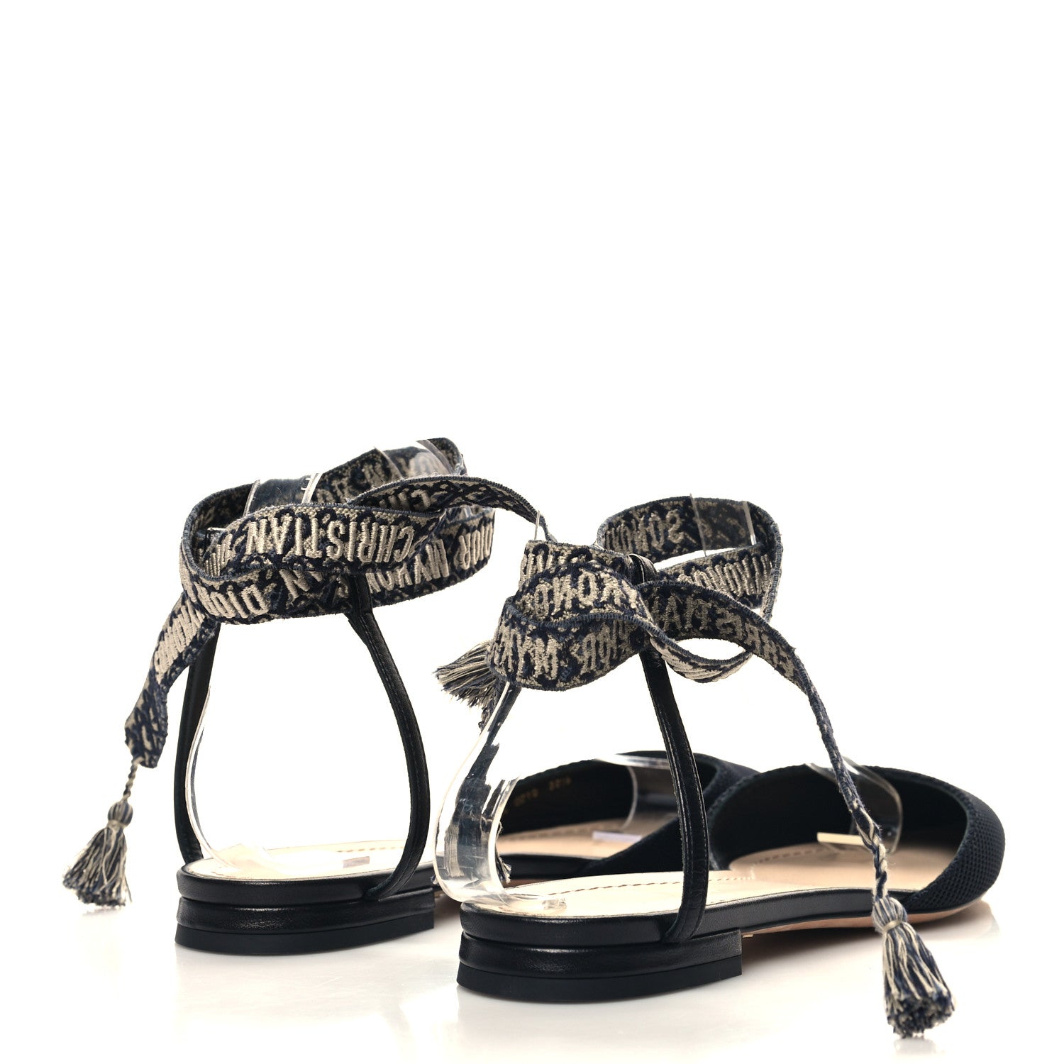 Christian Dior Technical Canvas Ribbon J'Adior Wrap Ballet Flats 38.5 Black 4 of 8